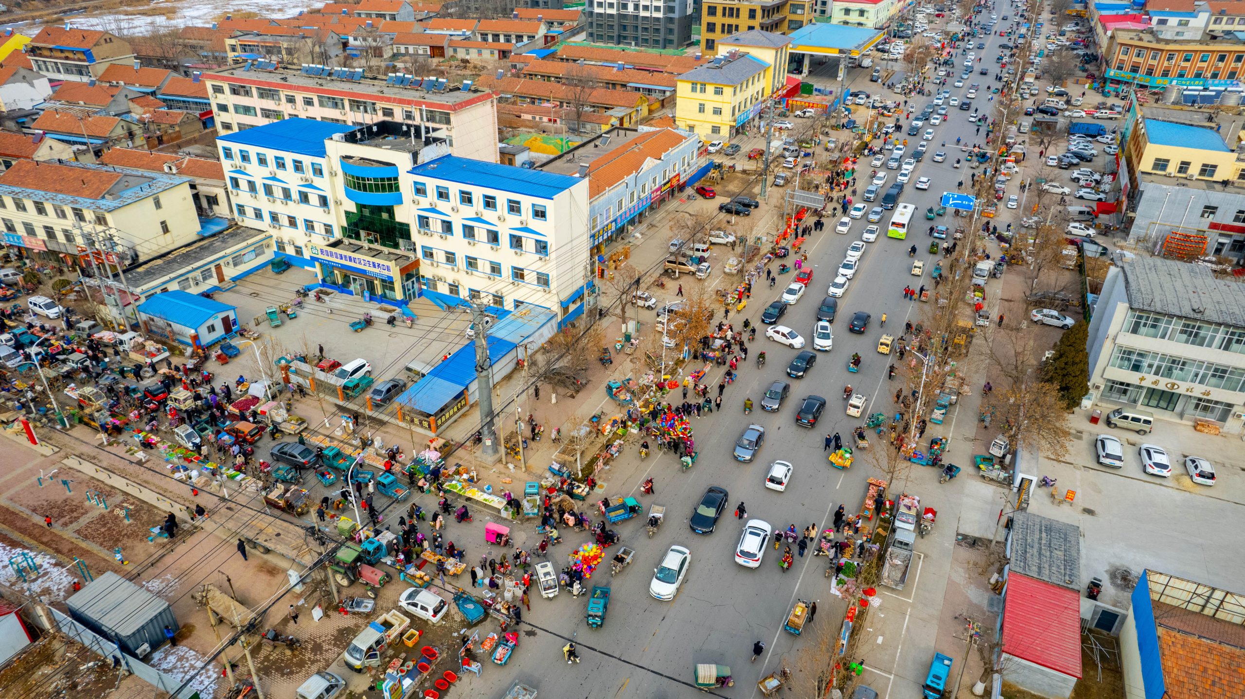 航拍：2021年最后一个阳信大集（年大集）